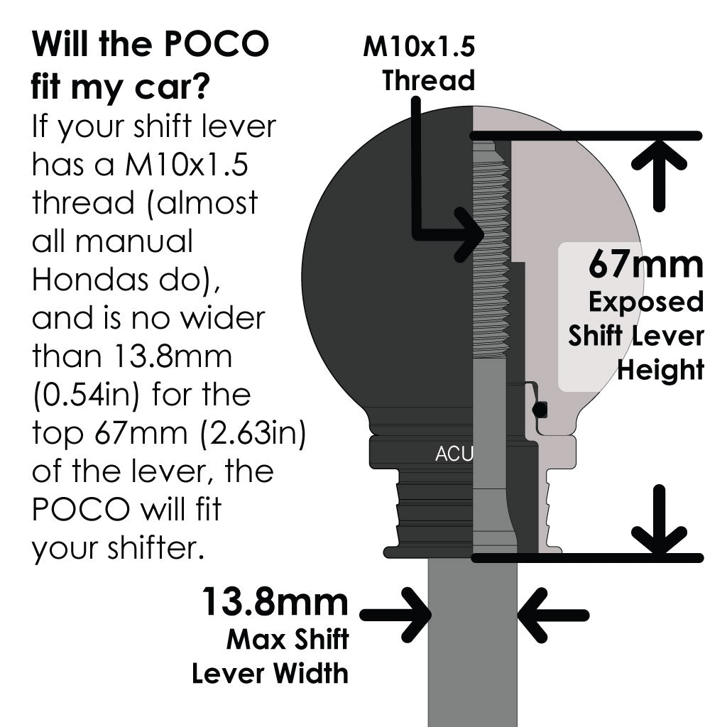Acuity Instruments POCO Low-Profile Shift Knob  - Satin Black (M10x1.5)