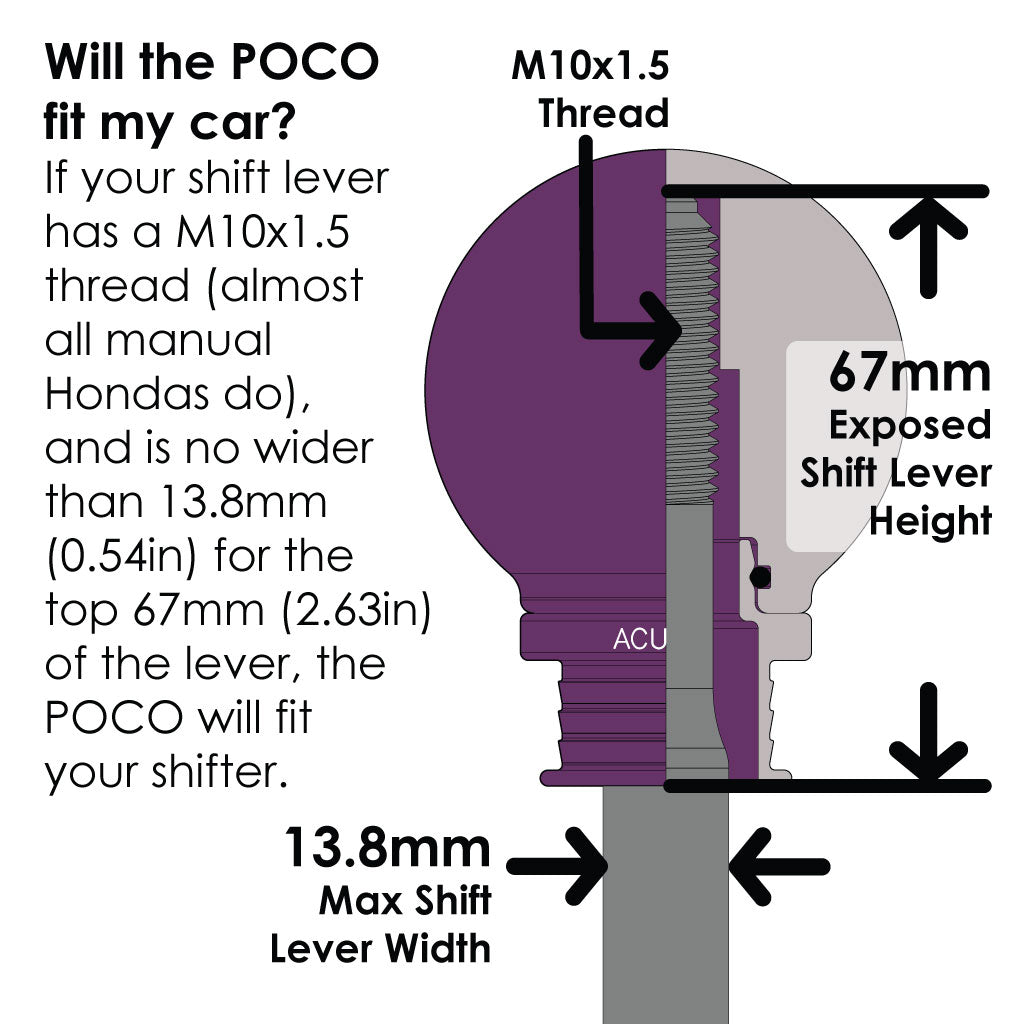 Acuity Instruments POCO Low-Profile Shift Knob  - Satin Purple (M10x1.5)