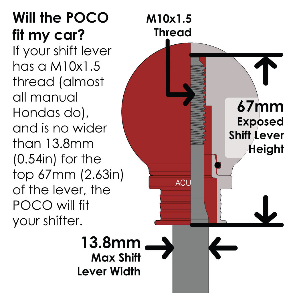 Acuity Instruments POCO Low-Profile Shift Knob  - Satin Red (M10x1.5)