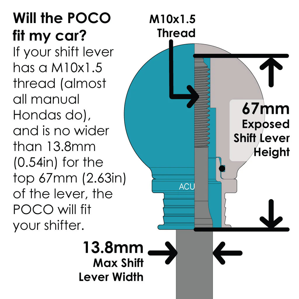 Acuity Instruments POCO Low-Profile Shift Knob  - Satin Teal (M10x1.5)