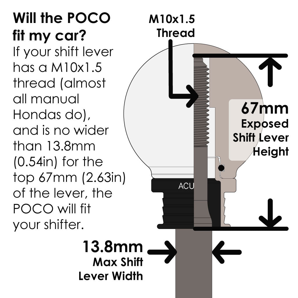 Acuity Instruments POCO Insulated Low-Profile Shift Knob  - White