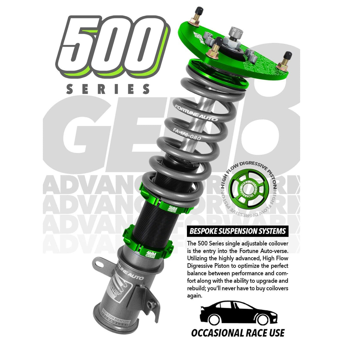 Fortune Auto Gen 8 500 Series Coilovers - 2018-2022 Honda Accord - Saikospeed