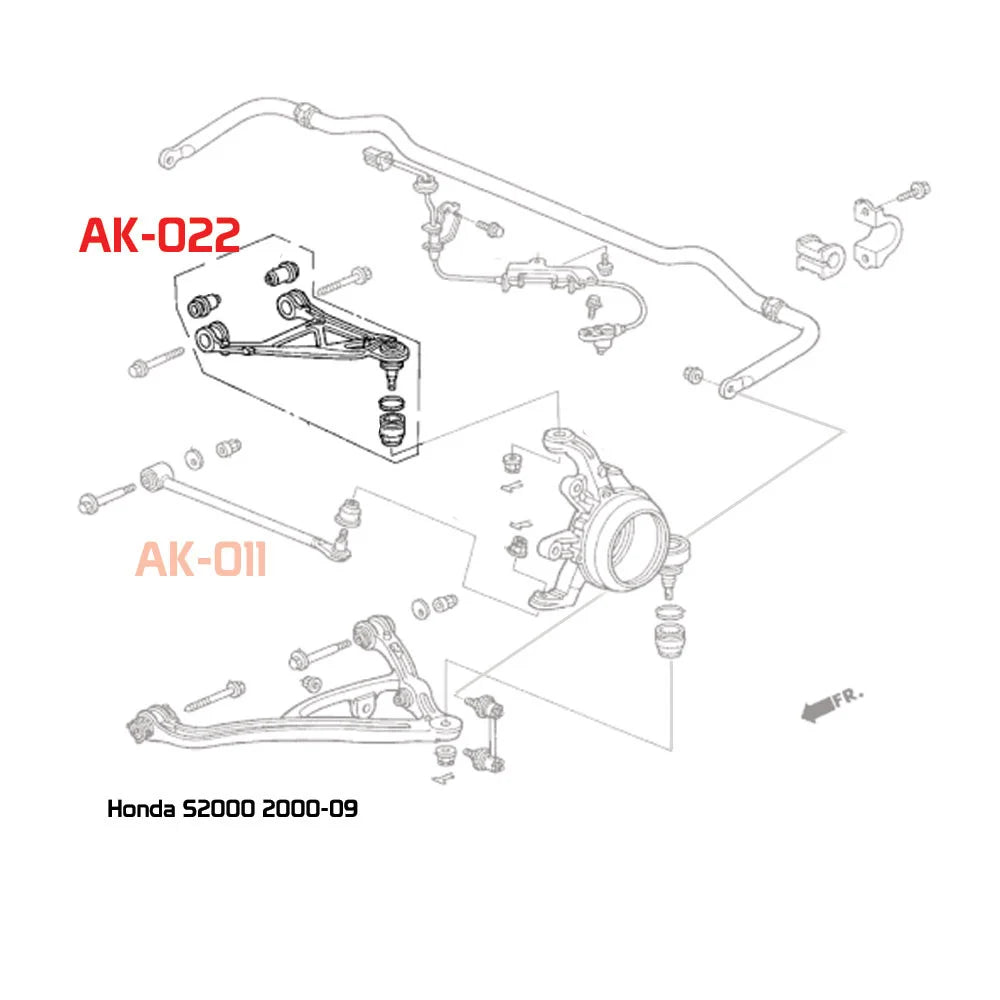 Godspeed Project Honda S2000 00-09 (Ap1 Ap2) Adjustable Rear Upper Camber Arms With Ball Joints