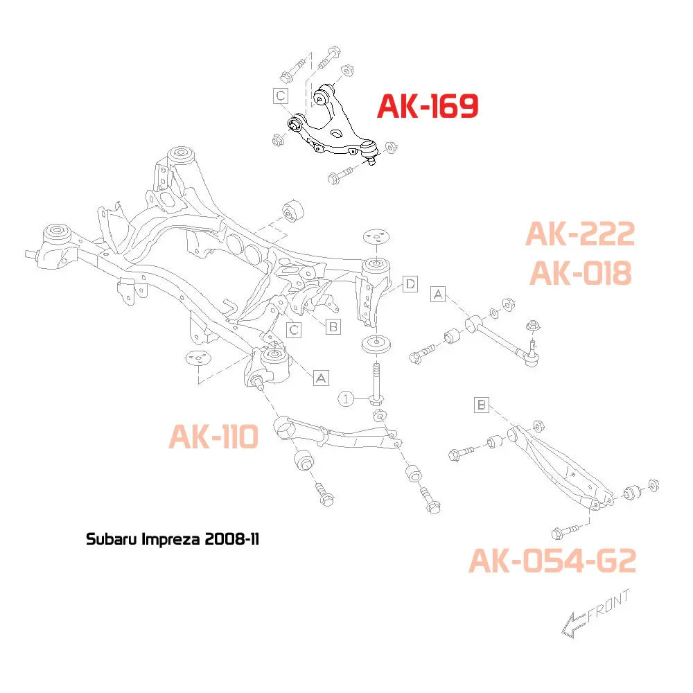 Godspeed Project Subaru Impreza 08-11 (Ge/Gh) Adjustable Rear Upper Camber Arm ( Spherical Bearing)