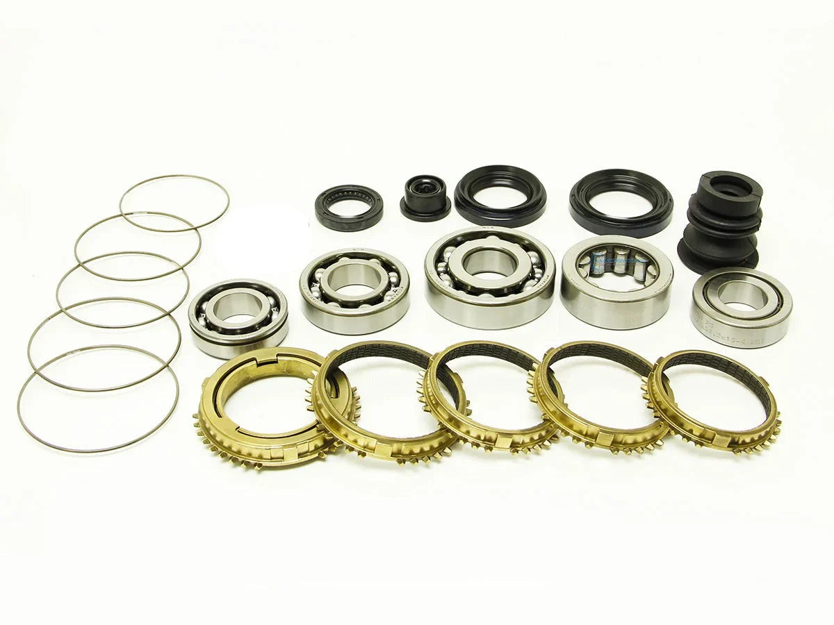 Synchrotech 1992-1993 Honda Acura GSR B16 YS1 Includes: SYN101 1-5 Carbon Synchro Set, SP101 1-5 Synchro Springs, Brass reverse synchro and spring, BSK-YS1 Bearing & Seal Kit