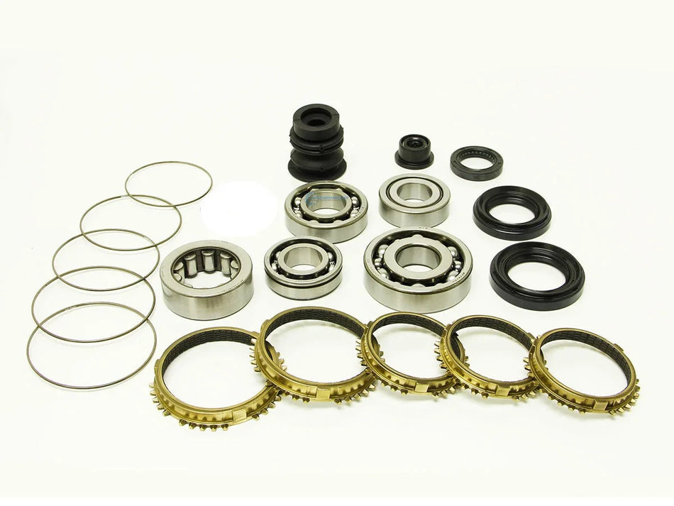 Synchrotech 1994-2001 Honda Acura B18B LS Includes: SYN107 1-5 Carbon Synchro Set, SP107 1-5 Synchro Springs, Brass reverse synchro and spring, BSK-S80 Bearing & Seal Kit