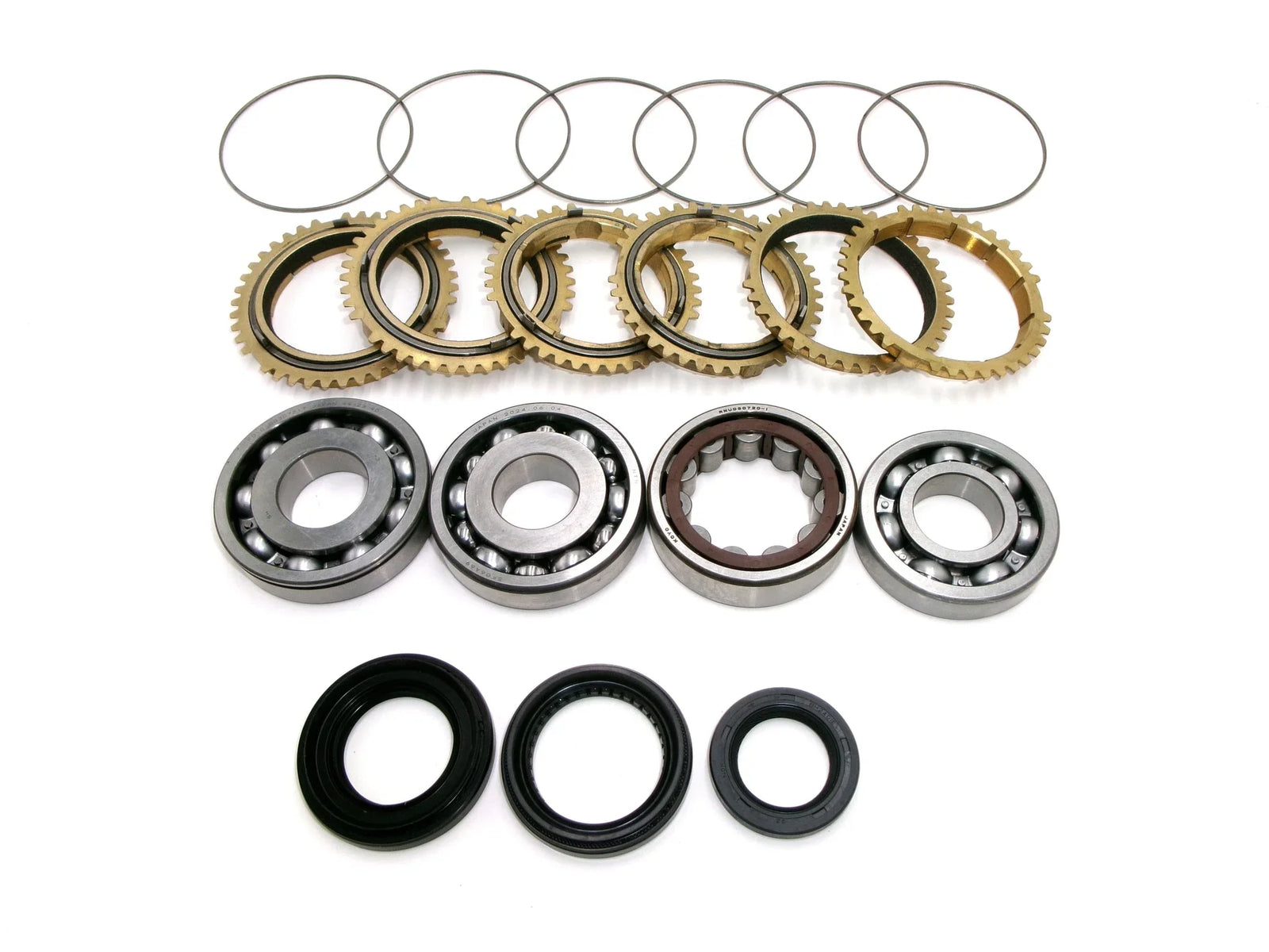 Synchrotech Honda Accord 03-07 APG6 K24 Bearing Seal and Carbon Synchro Rebuild kit 
Includes: BSK-K20-0204 Bearing and Seal Kit + SYN114 Carbon Synchro Set, 1-5 Synchro Springs