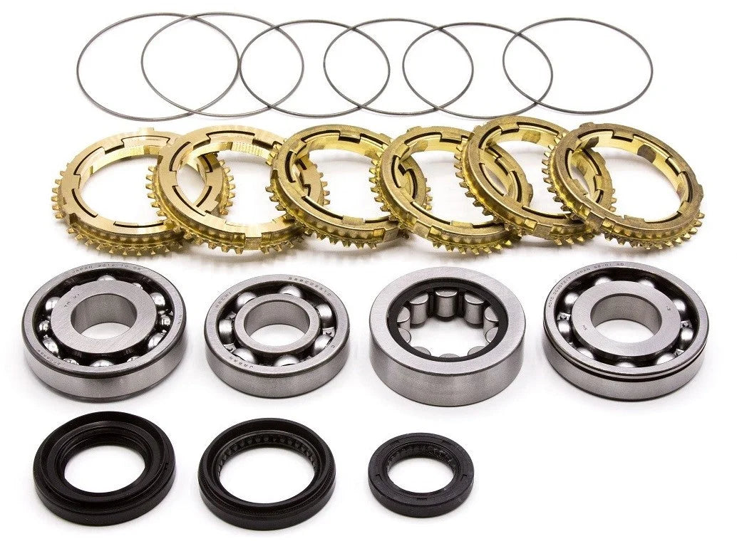 Synchrotech 2002-2004 RSX Type S K20 6 speed Kit Includes: SYN118B Brass Synchro Set  (Dual Cone 5/6), SP117 Synchro Springs,   BSK-K20-0204 Bearing and Seal Kit
