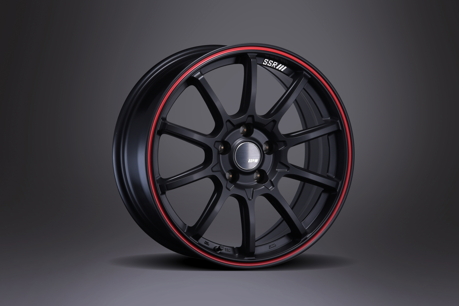 SSR GTV05 5x114.3 18x8 Offset 38 Flat Black w/ Red Line