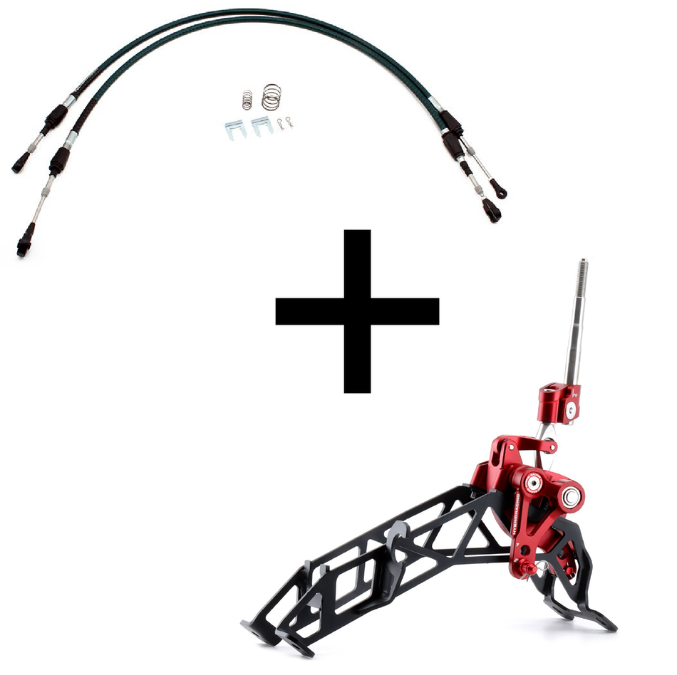 Hybrid Racing Short Shifter & Cable Combo (12-15 Honda Civic) - Red