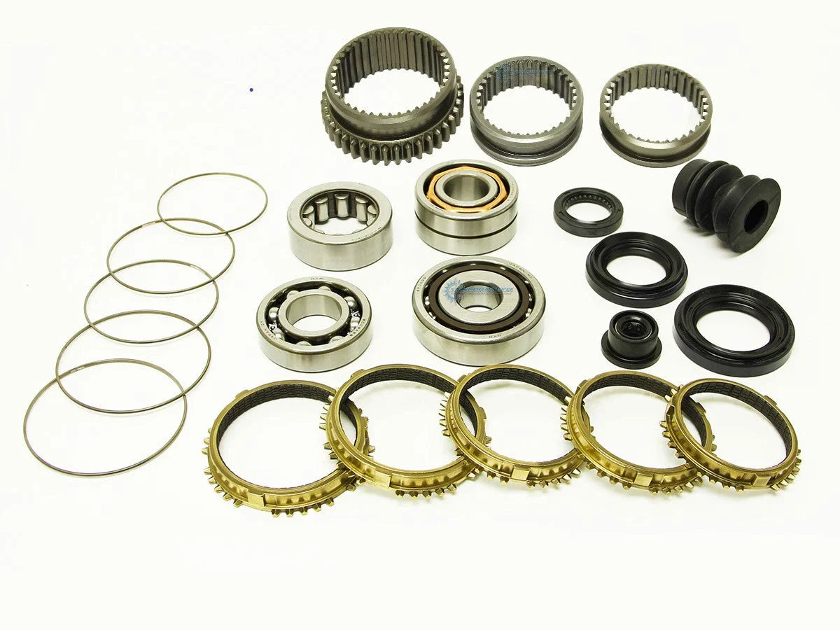 Synchrotech 1989-1991 Honda Acura B16 S1/Y1 Kit Includes: SYN103 1-5 Carbon Synchro Set, SP103 1-5 Synchro Springs, BSK-S1/Y1 Bearing & Seal Kit, 1/2/3/4/5 Sleeves