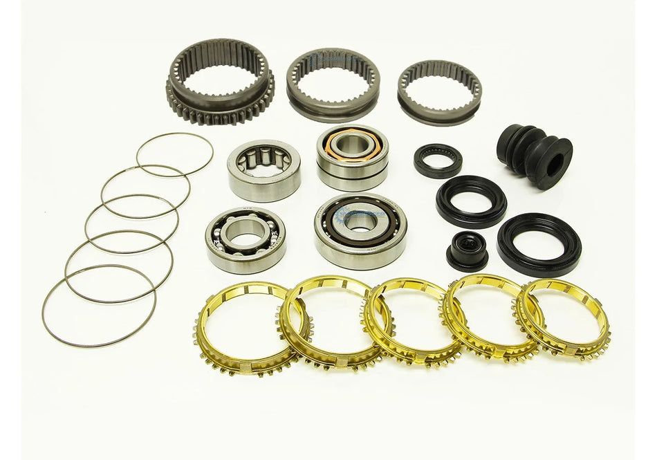Synchrotech 1989-1991 Honda Acura B16 A1/J1/Y2 Kit Includes: SYN105B 1-5 Brass Synchro Set, SP105 1-5 Synchro Springs, BSK-S1/Y1 Bearing & Seal Kit, 1/2/3/4 Sleeves