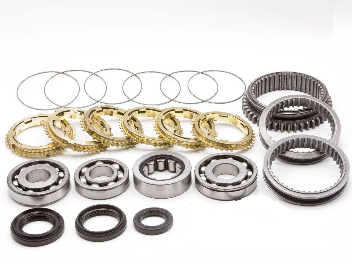 Synchrotech 2002-2004 RSX Type S K20 6 speed Kit Includes: SYN118B Brass Synchro Set  (Dual Cone 5/6), SP117 Synchro Springs,   BSK-K20-0204 Bearing and Seal Kit, 1/2/3/4/5/6 Sleeves
