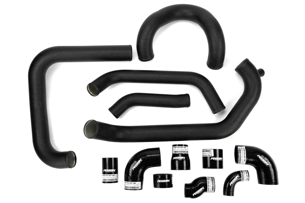 Perrin Performance 15-21 Subaru  STI FMIC Black Boost Tubes w/ Black Silicone Couplers