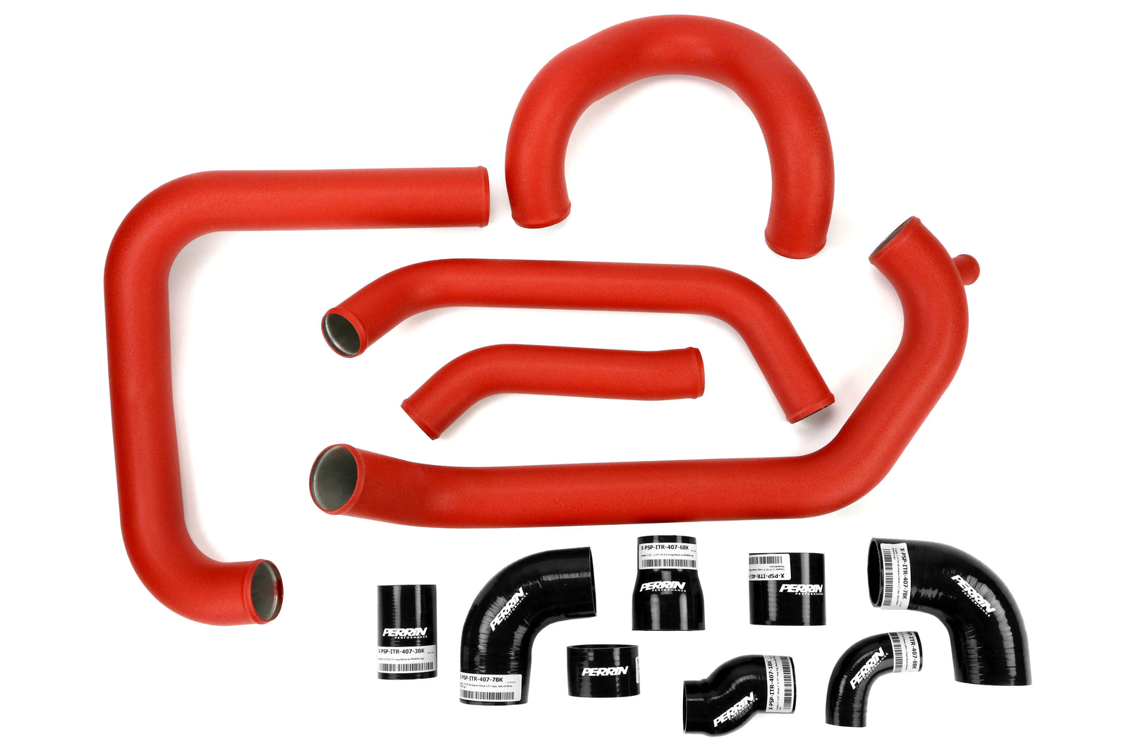 Perrin Performance 15-21 Subaru STI FMIC Red Boost Tubes w/ Black Silicone Couplers