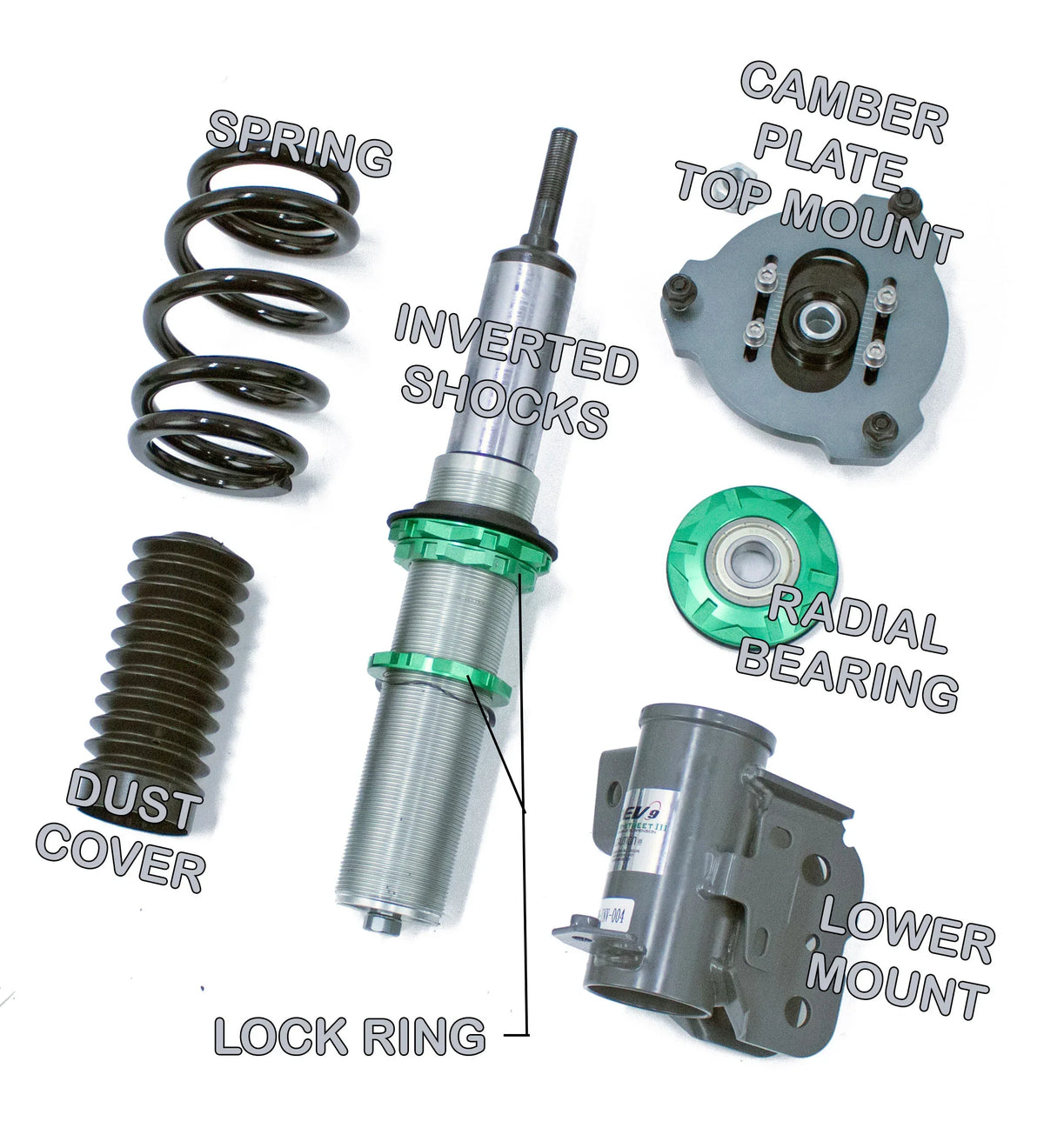 Rev9Power Acura RSX (DC5) 2002-06 Hyper-Street 3 Coilover Kit w/ Inverted Shocks