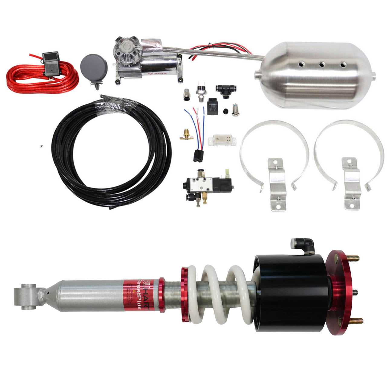 TruHart StreetPlus Coilovers w/ Front Air Cups Plus Gold Control System For 18+ Honda Accord 17+ Honda Civic Si