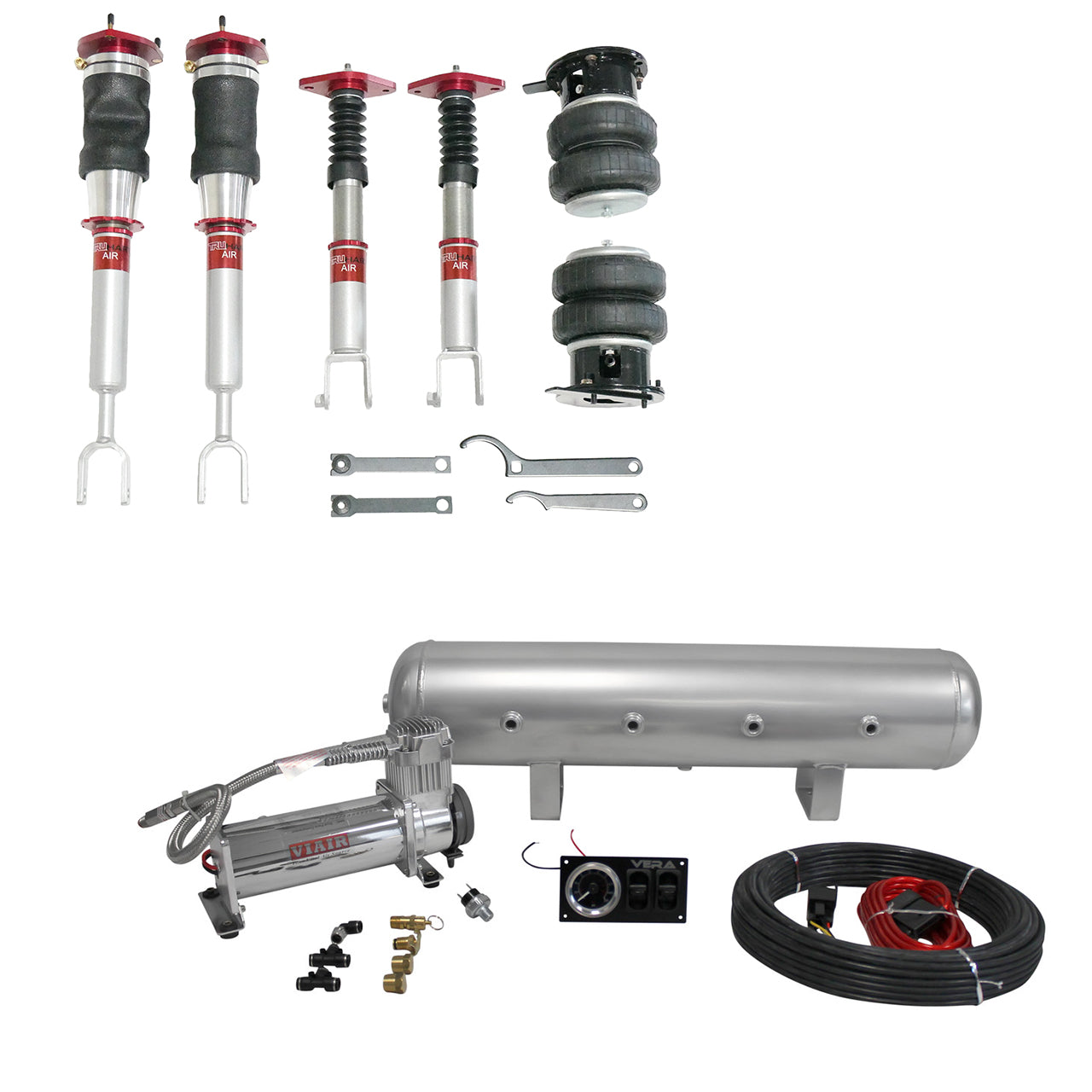 TruHart AirPlus Air Struts w/ VERA Essential Management For 07-08 Infiniti G35 Sedan 08-13 Infiniti G37 Coupe 07-14 Infiniti G37 Sedan 14-15 Infiniti Q60 Coupe 09+ Nissan 370Z RWD