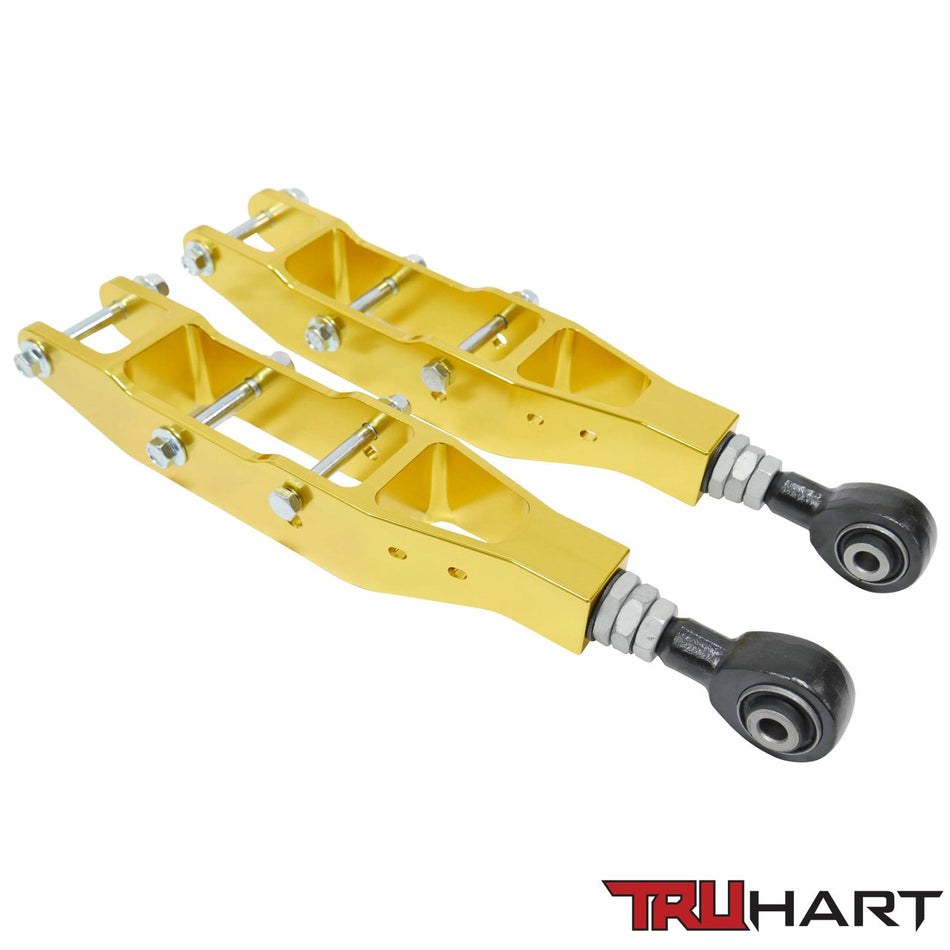 TruHart Rear Lower Control Arms Adjustable Anodized Gold For 12-21 Subaru BRZ 08-16 Subaru Impreza 10+ Subaru Legacy 08+ Subaru STI/ WRX 12-17 Scion FR-S