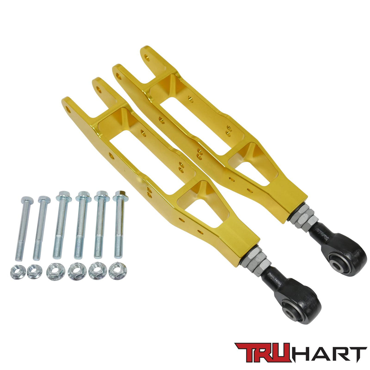 TruHart Rear Lower Control Arms Adjustable Anodized Gold For 12-21 Subaru BRZ 08-16 Subaru Impreza 10+ Subaru Legacy 08+ Subaru STI/ WRX 12-17 Scion FR-S