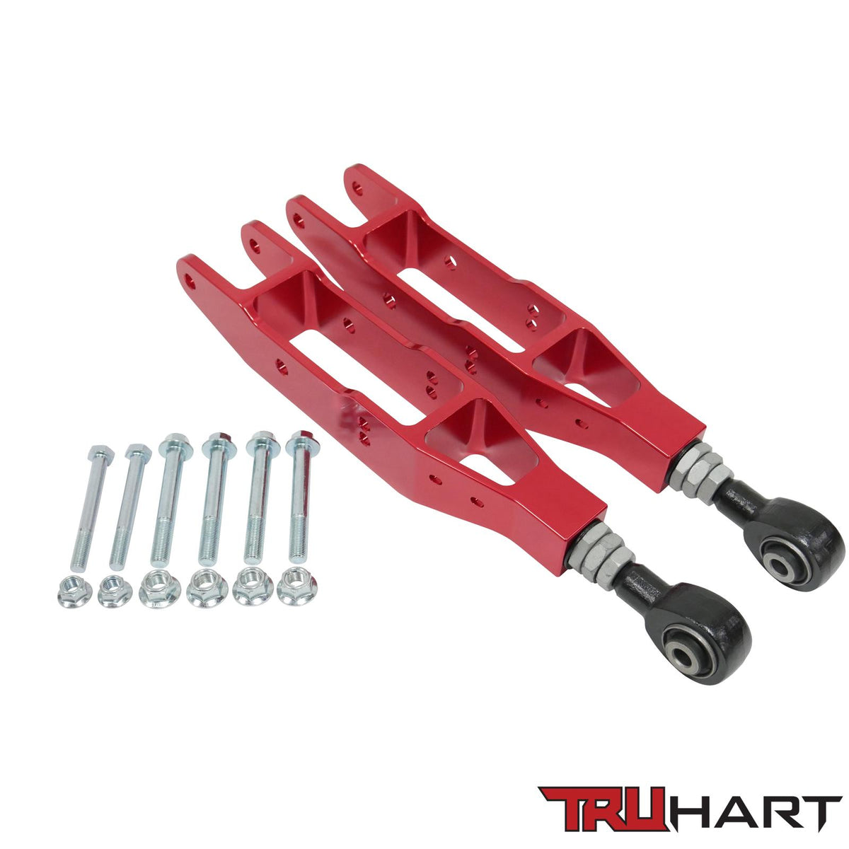 TruHart Rear Lower Control Arms Adjustable Anodized Red For 12-21 Subaru BRZ 08-16 Subaru Impreza 10+ Subaru Legacy 08+ Subaru STI/ WRX 12-17 Scion FR-S