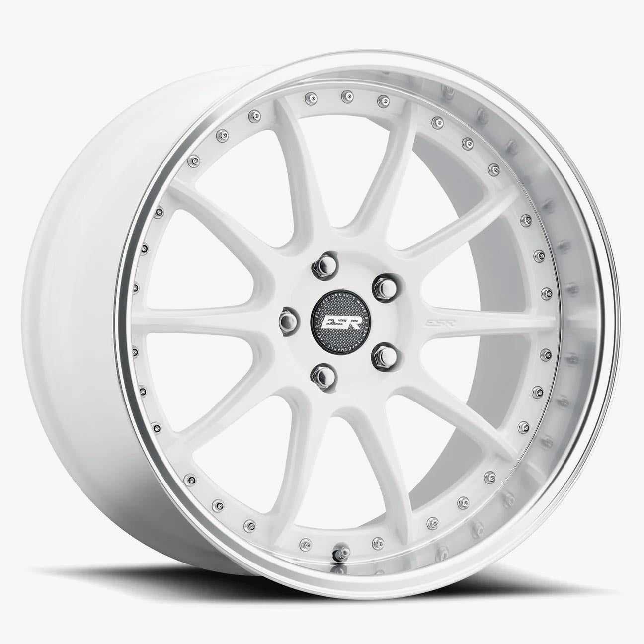 ESR Wheels 18X9.5 5X120 +22 72.56 GLOSS WHITE MACHINE LIP CS12 89551422 CS12WHT-ML 5X120
