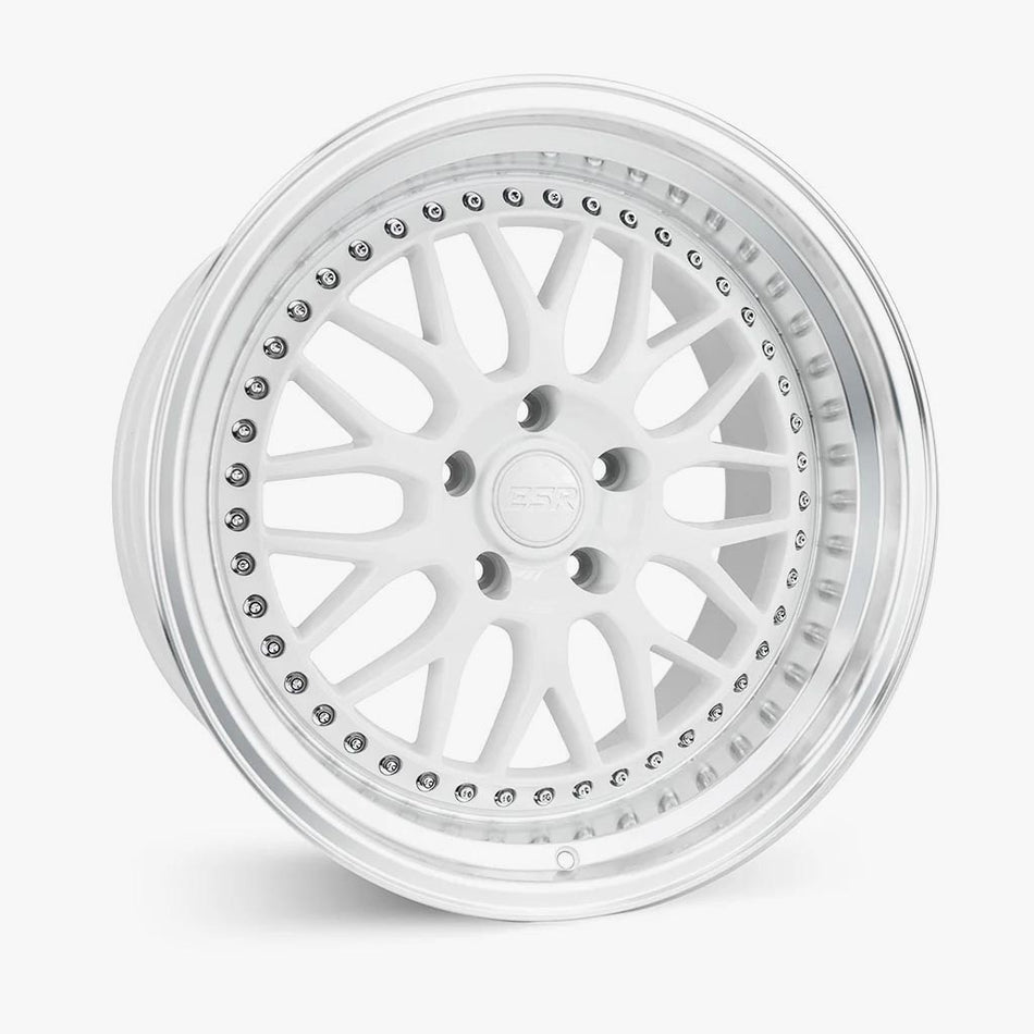 ESR Wheels 18X8.5 5X112 +30 66.6 GLOSS WHITE MACHINE LIP 88551230 SR01WHT-ML