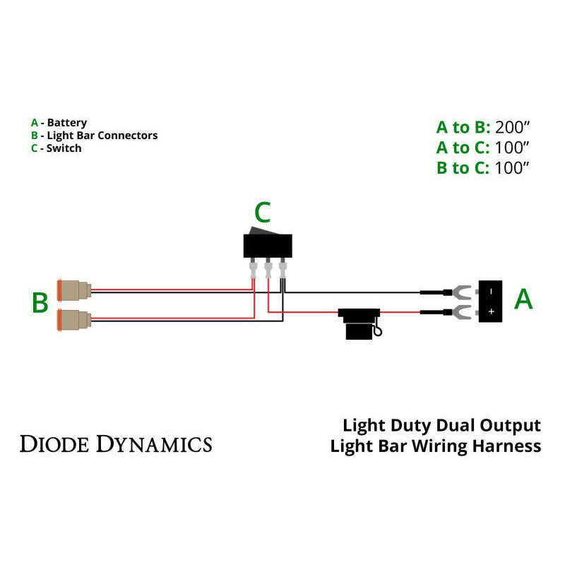 Diode Dynamics Light Duty Dual Output Light Bar Wiring Harness