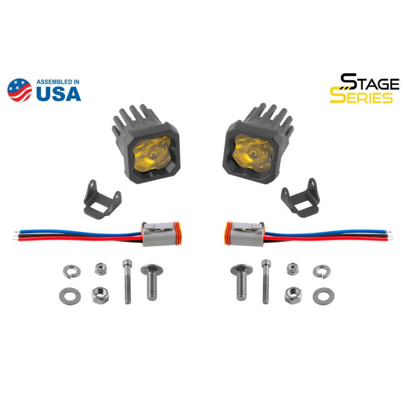 Diode Dynamics Stage Series C1 LED Pod Sport - Yellow Wide Standard ABL (Pair)