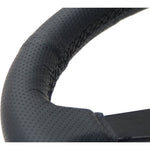 NRG Sport Steering Wheel (350mm / 1.5in Deep) Black Leather Black Stitch w/Matte Black Solid Spokes