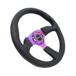 NRG Reinforced Steering Wheel (350mm / 2.5in. Deep) Leather Race Comfort Grip w/4mm Neochrome Spokes