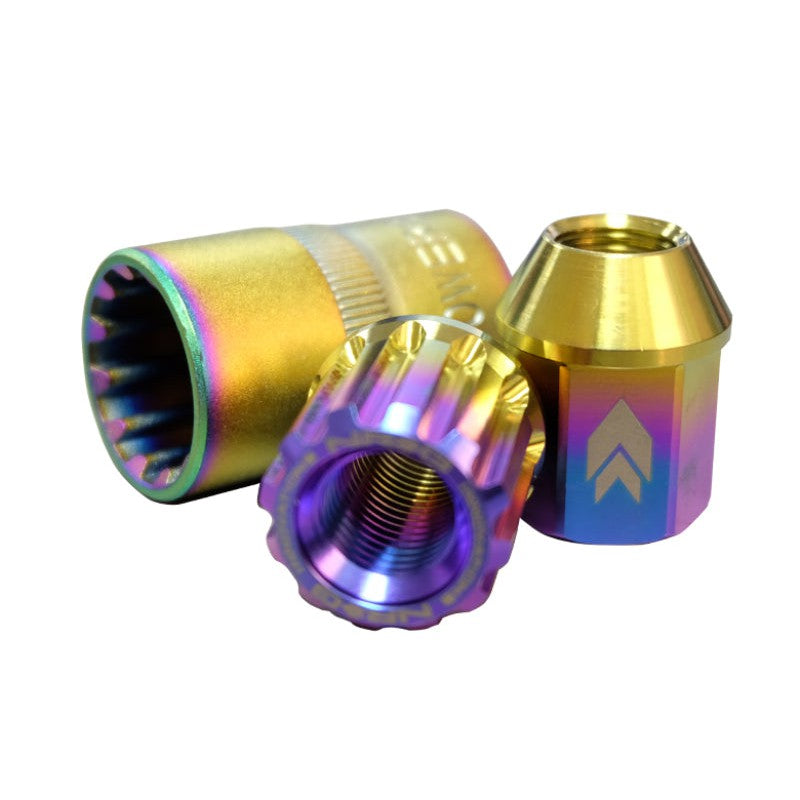 NRG 200 Series M12 X 1.5 Titanium Lug Nut Set - 21 Pc w/Lock Key Socket - Neochrome