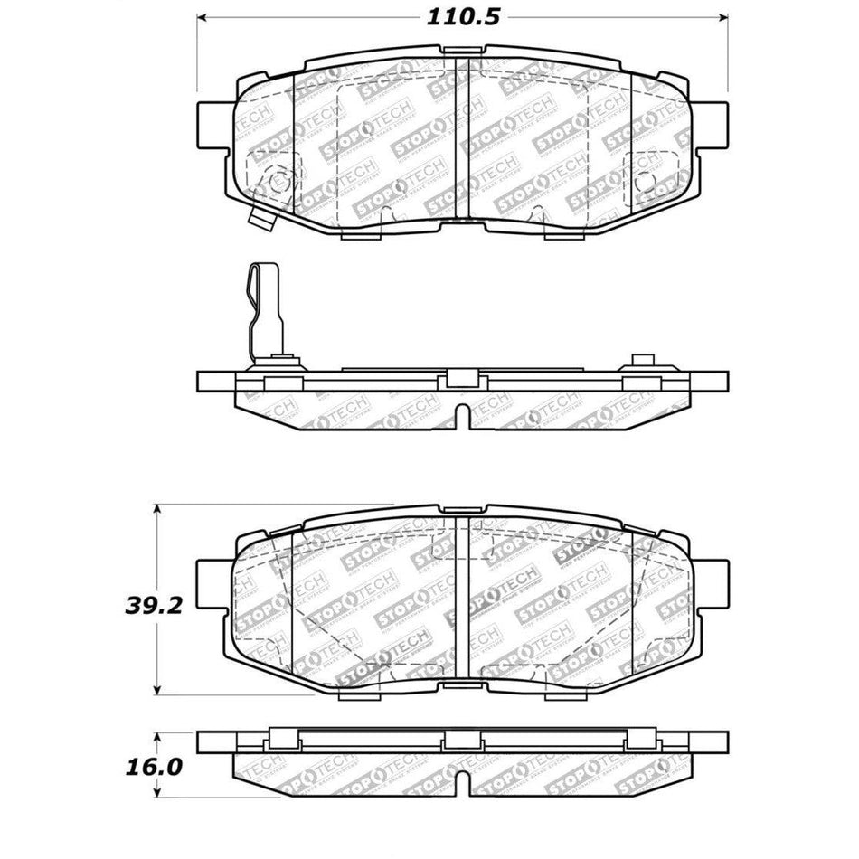 StopTech Performance 06-10 Subaru Legacy Sedan/Outback/13 BRZ / 13 Scion FR-S Rear Brake Pads - Saikospeed