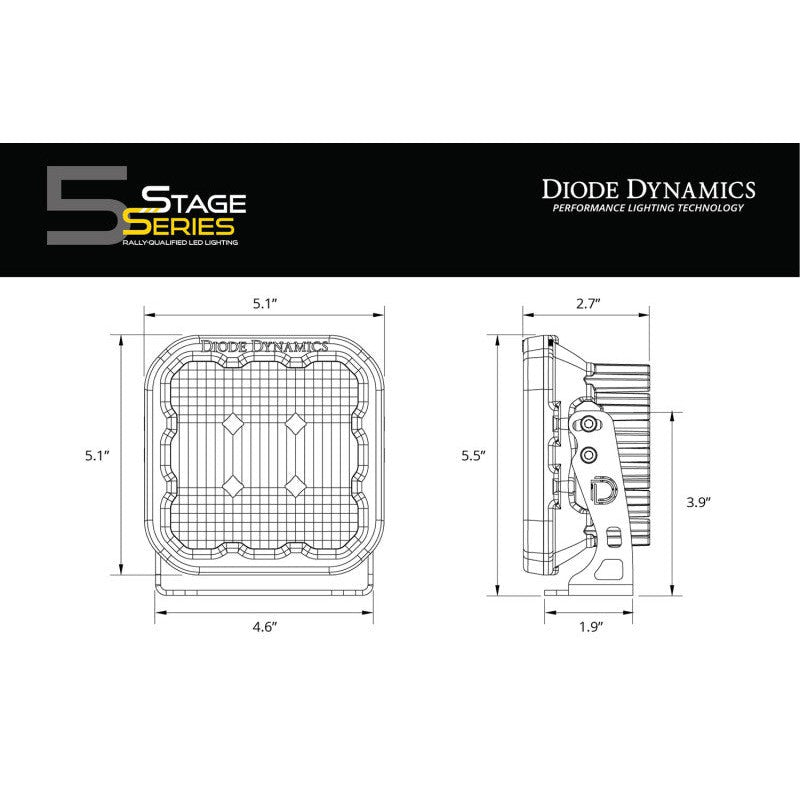 Diode Dynamics SS5 LED Pod Sport - Yellow Combo (Pair)