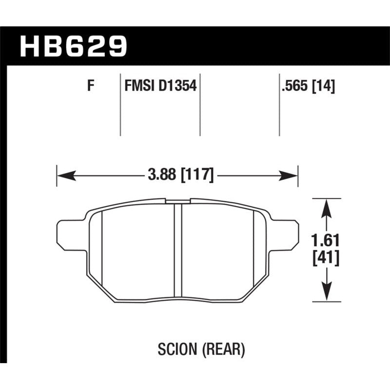 Hawk 08-11 Scion xB / 09-10 Toyota Corolla / 09-10 Matrix / 10 Prius  HPS Street Rear Brake Pads