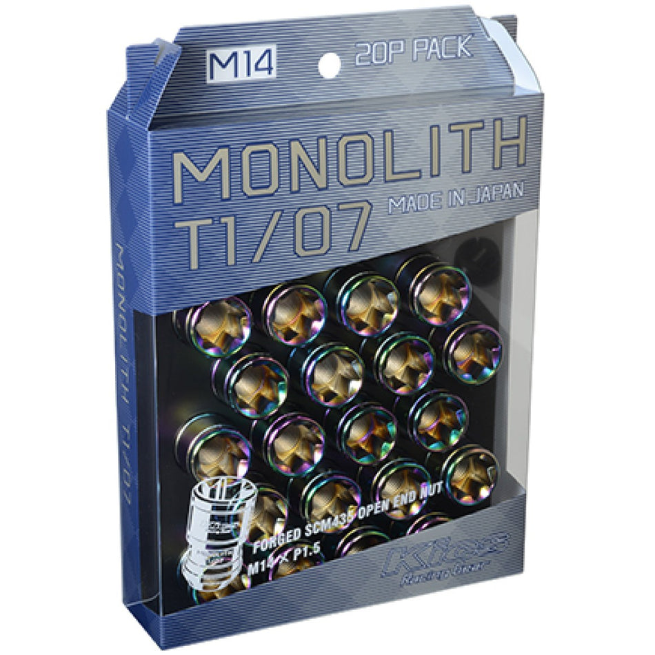 Project Kics 14 x 1.5 Neochrome T1/07 Monolith Lug Nuts - 20 Pcs