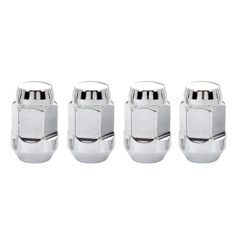 McGard Hex Lug Nut (Cone Seat Bulge Style) M12X1.5 / 3/4 Hex / 1.45in. Length (4-Pack) - Chrome - Saikospeed