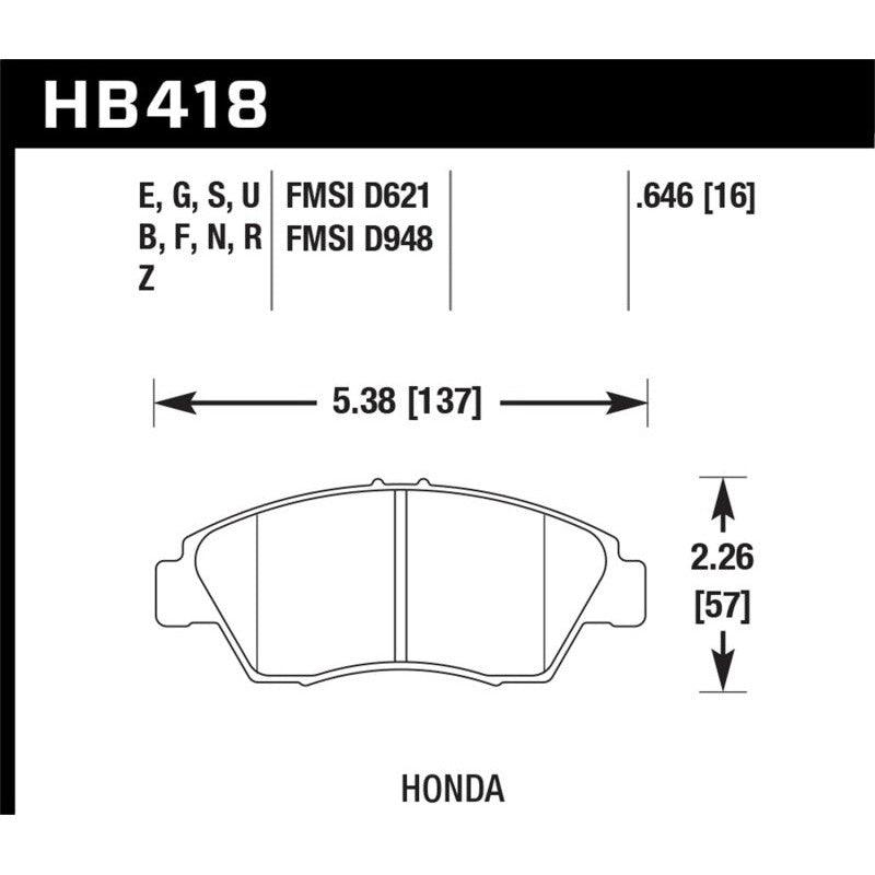 Hawk 02-06 RSX (non-S) Front / 03-09 Civic Hybrid / 04-05 Civic Si HP+ Street Rear Brake Pads - Saikospeed