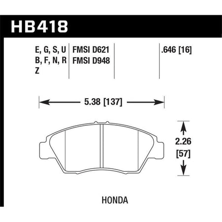 Hawk 02-06 RSX (non-S) Front / 03-11 Civic Hybrid / 04-05 Civic Si HP DTC-60 Front Race Brake Pads - Saikospeed