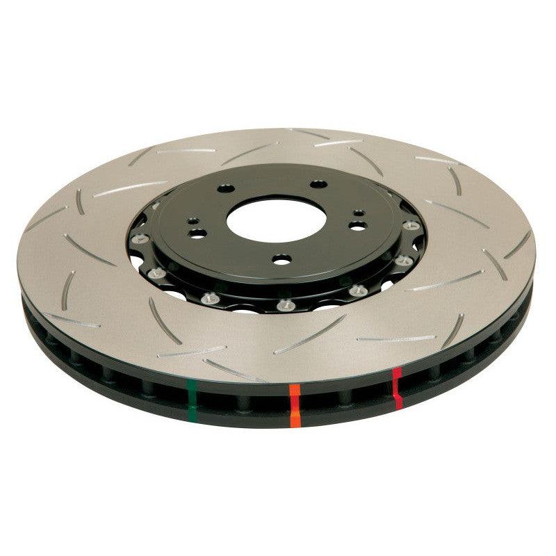 DBA 04-07 STi/2017 BRZ w/Perf. Pkg. 10 Hole Front Slotted 5000 Series 2/PC Rotor Assembled w/Blk Hat - Saikospeed