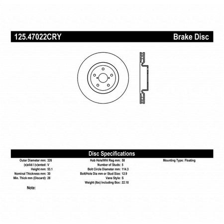 Stoptech 05-07 Subaru Impreza WRX Sti Front High Carbon CRYO-STOP Rotor - Saikospeed