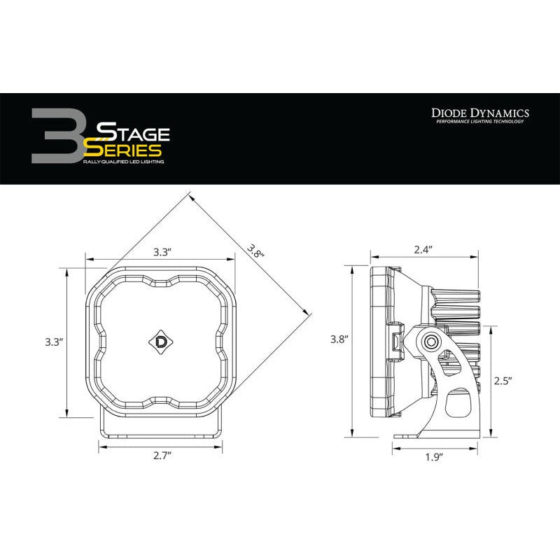 Diode Dynamics SS3 LED Pod Max - Yellow SAE Fog Standard (Pair)