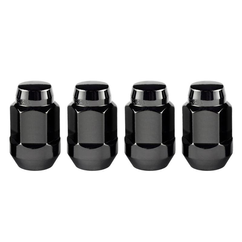 McGard Hex Lug Nut (Cone Seat Bulge Style) M12X1.5 / 3/4 Hex / 1.45in. Length (4-Pack) - Black - Saikospeed