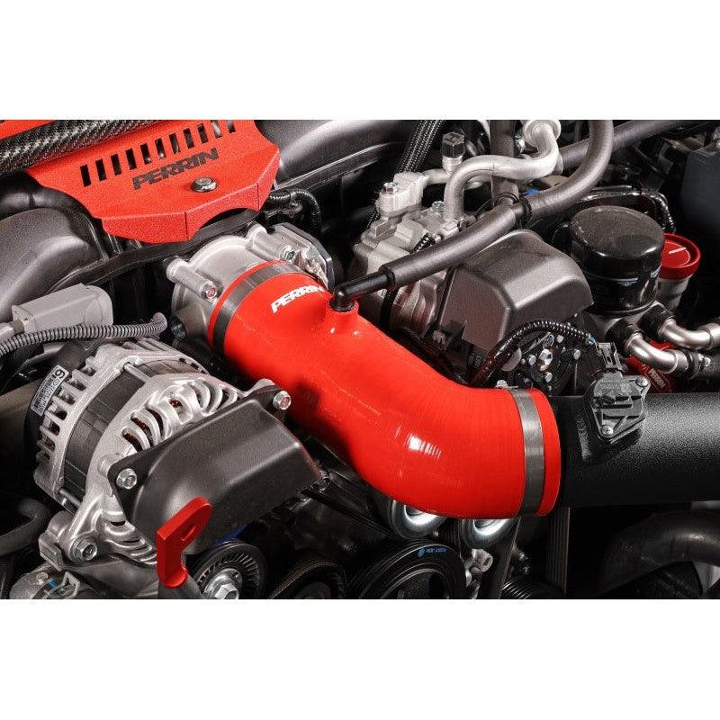 Perrin 22-23 Subaru BRZ/Toyota GR86 Silicone Inlet Hose (3in. ID / SS Wire) - Red - Saikospeed