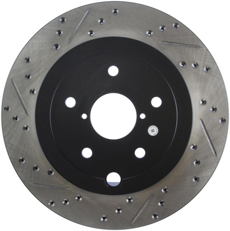 StopTech 08+ Subaru STI (Will Not Fit 05-07) Slotted & Drilled Sport Brake Rotor - Saikospeed