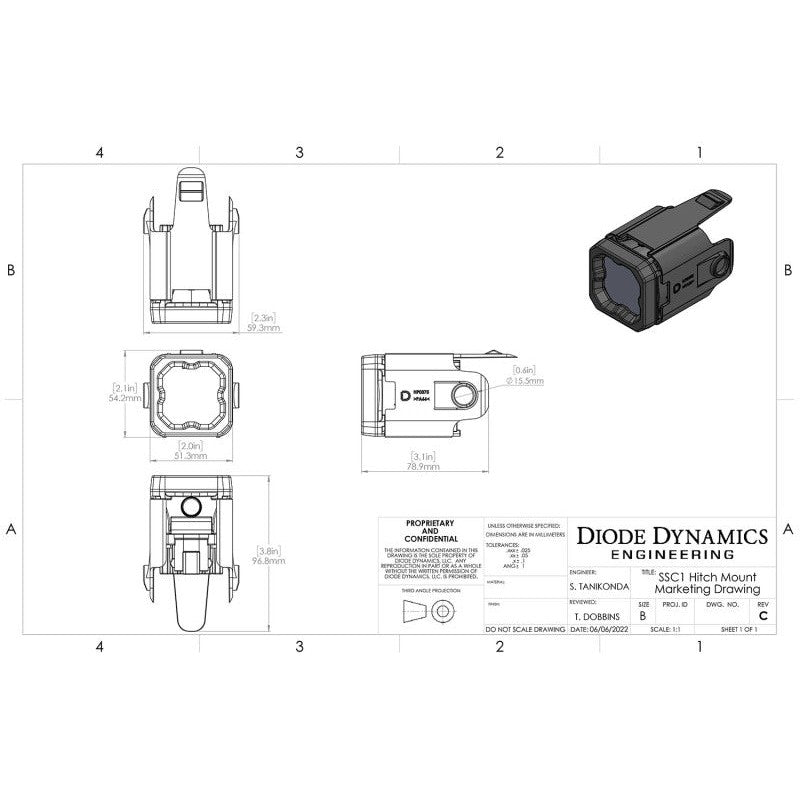 Diode Dynamics Hitch Mount LED Pod Reverse Kit for GMC Sierra 1500 2019-2023 C1R