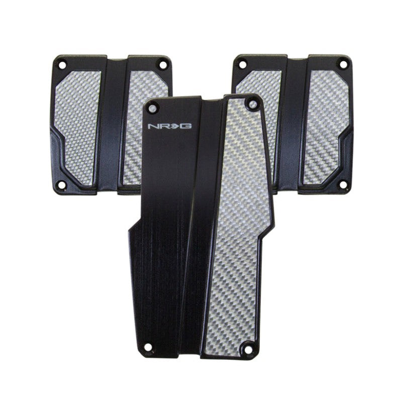 NRG Brushed Aluminum Sport Pedal M/T - Black w/Silver Carbon