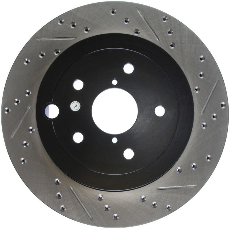 StopTech 08+ Subaru STI (Will Not Fit 05-07) Slotted & Drilled Sport Brake Rotor - Saikospeed