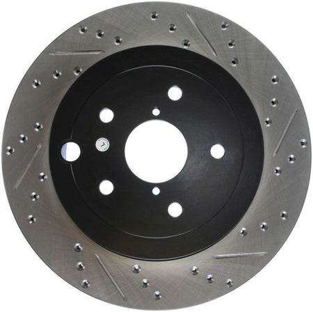 StopTech 08+ Subaru STI (Will Not Fit 05-07) Slotted & Drilled Sport Brake Rotor - Saikospeed