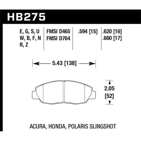 Hawk Honda 98-02 Accord / 06-11 Civic / Polaris Slingshot HT-10 Race Front Brake Pads (Two Pads/Box) - Saikospeed